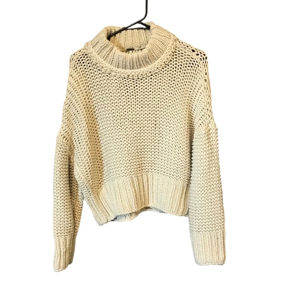 Free people my only sunshine Chunky Knit Tan Sweater Women S relaxed mock neck - Picture 10 of 10